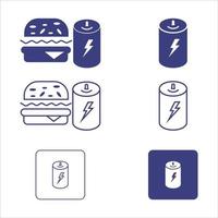 kan icoon of logo geïsoleerd teken symbool vector illustratie - verzameling van hoog kwaliteit zwart stijl vector pictogrammen hamburger en een energie drankje, heerlijk hamburger met Frisdrank kan