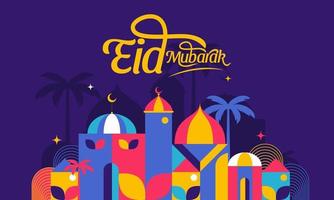 eid mubarak meetkundig stijl sjabloon voor sociaal media, voer, verhaal, haspel post ontwerp vector