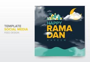 gemakkelijk modern Ramadan kareem sjabloon voor sociaal media, voer, verhaal, haspel post ontwerp vector