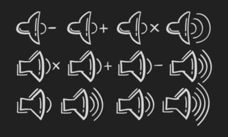 hand- getrokken audio muziek- volume icoon Aan schoolbord vector