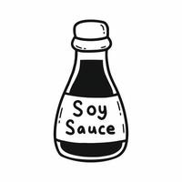 fles van soja saus. kruiderij voor gerecht. vector tekening illustratie. voedsel producten.