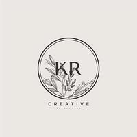 kr schoonheid vector eerste logo kunst, handschrift logo van eerste handtekening, bruiloft, mode, juwelen, boetiek, bloemen en botanisch met creatief sjabloon voor ieder bedrijf of bedrijf.