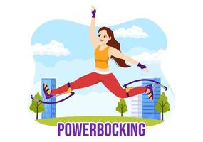 powerboksen sport illustratie met jumping laarzen voor web banier of landen bladzijde in extreem sport- vlak tekenfilm hand- getrokken Sjablonen vector