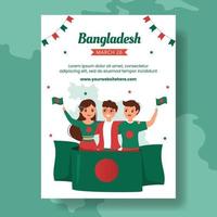 gelukkig onafhankelijkheid Bangladesh dag verticaal poster tekenfilm hand- getrokken Sjablonen achtergrond illustratie vector