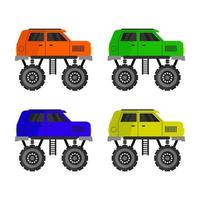 monstertruck ingesteld op witte achtergrond vector