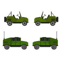 set van militaire jeeps op witte achtergrond vector