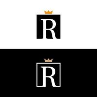luxe modern brief r Koninklijk logo kroon vector