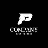 brief p paard macht logo vector