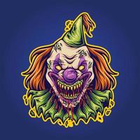 griezelig verschrikking onheil clown hoofd logo tekenfilm vector illustraties voor uw werk logo, handelswaar t-shirt, stickers en etiket ontwerpen, poster, groet kaarten reclame bedrijf bedrijf