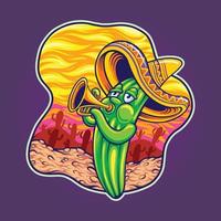 Mexico sombrero cactus cinco de mayo spelen muziek- tekenfilm illustratie vector