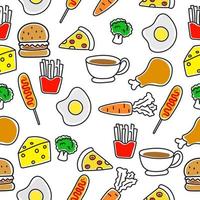 voedingsmiddelen tekening patroon met kleurrijk ontwerp geschikt voor kleding stof of behang vector