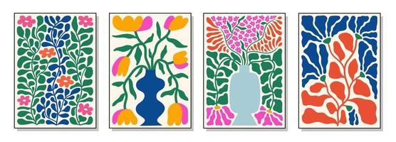 reeks van boeketten met bloemen. interieur schilderen. kleurrijk illustraties van bloemen voor dekt, afbeeldingen. vector illustratie.