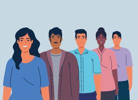 multi-etnische mannen en vrouwen samen, diversiteit en multiculturalisme concept vector