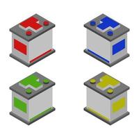 isometrische auto-batterijset vector