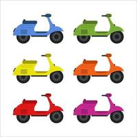 set van retro scooters op witte achtergrond vector