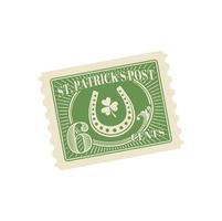 heilige Patrick dag antiek ansichtkaart, port postzegel vector