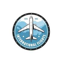 Internationale vluchten, luchtvaartmaatschappijen of vliegtuig reizen vector