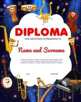 kinderen diploma met musical instrument tekens vector