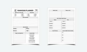 Ramadan ontwerper en logboek voor kdp interieur. Ramadan werkzaamheid en vastend ervaring volger. vector