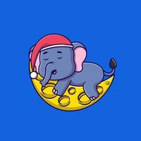 schattig olifant slapen Aan maan vervelend muts hoed tekenfilm vector pictogrammen illustratie. vlak tekenfilm concept. geschikt voor ieder creatief project.