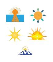 set van vijf zon iconen geïsoleerd op een witte achtergrond vector