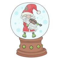 viool de kerstman in sneeuw wereldbol Kerstmis vector illustratie reeks