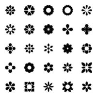 glyph pictogrammen voor bloemen. vector