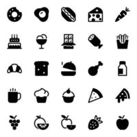 glyph pictogrammen voor voedsel. vector