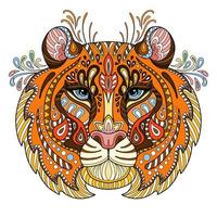 wirwar abstract tijger hoofd vector kleurrijk geïsoleerd illustratie