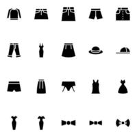 glyph pictogrammen voor kleren. vector