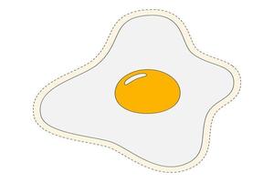 gebakken ei met geel dooier tekenfilm stijl. snel ontbijt. gezond maaltijd. sticker. isoleren. tekening. vector
