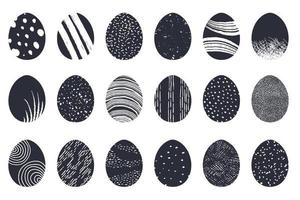 Pasen ei verzameling versierd met Scandinavisch stijl patronen, ornamenten en texturen. zwart en wit minimalistische geschilderd eieren vector