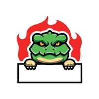 krokodil sport- logo mascotte Holding teken geïsoleerd Aan wit achtergrond vector