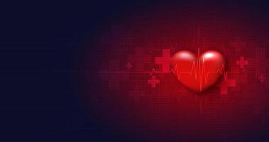 gezondheidszorg hart vorm met rood cardio pols. hartslag eenzaam, medisch abstract achtergrond. modern gemakkelijk ontwerp. icoon. teken of logo. vector ontwerp.