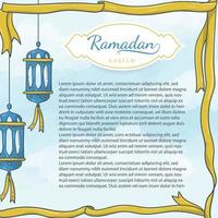 hand getekend islamitische latern en lint achtergrond vector