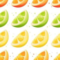 naadloos patroon met oranje, citroen en limoen plakjes, zomer patroon met fruit vector