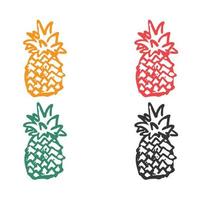 ananas icoon, ananas illustratie, ananas met bladeren, fruit en ananas, ananas logo vector pictogrammen in meerdere kleuren