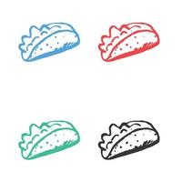 taco, Mexicaans voedsel snel voedsel vector pictogrammen in meerdere kleuren
