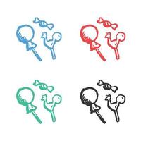 snoep icoon, snoep flossen, snoep lolly vector icoon logo vector pictogrammen in meerdere kleuren