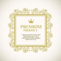 premium productlabel in een gouden frame-decoratie vector