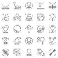 radiosonde schets pictogrammen reeks - weer en spion ballon vector symbolen