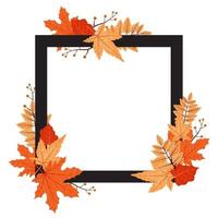 herfst seizoen decoratief grafisch frame met rode en gele bladeren vector