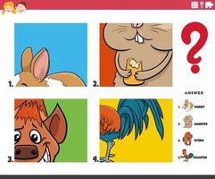 denk dat cartoon dierlijke karakters educatief spel voor kinderen vector