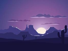 prachtige woestijn zonsondergang illustratie vector