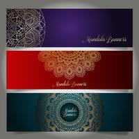 Luxe banners met mandala-ontwerpen vector