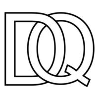 logo teken dq qd, icoon nft dq doorweven brieven d q vector