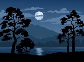 bos nacht landschap illustratie vector