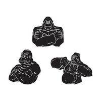 sterk gorilla reeks verzameling tatoeëren illustratie vector