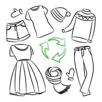 recycling kleding monochroom globaal ecologisch probleem vector