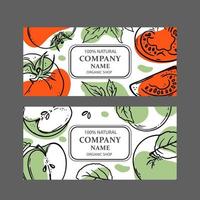 tomaat groen appel etiketten schetsen stijl vector illustratie reeks